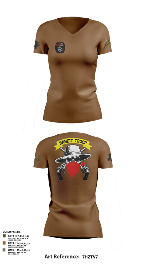 Womens Short Sleeve Vneck Shirt, 6-9 bandit troop, Army, Teamtime, Team time, sublimation, custom sports apparel, team uniforms, spirit wear, spiritwear, sports uniforms, custom shirts, team store, custom team store, fundraiser sports, apparel fundraiser