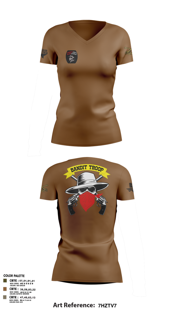 Womens Short Sleeve Vneck Shirt, 6-9 bandit troop, Army, Teamtime, Team time, sublimation, custom sports apparel, team uniforms, spirit wear, spiritwear, sports uniforms, custom shirts, team store, custom team store, fundraiser sports, apparel fundraiser