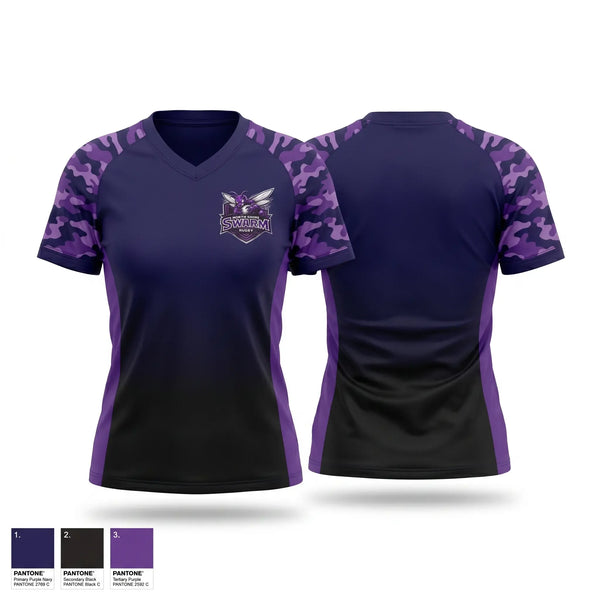 Womens Short Sleeve Vneck Shirt, North Shore Swarm Rugby, Rugby, Teamtime, Team time, sublimation, custom sports apparel, team uniforms, spirit wear, spiritwear, sports uniforms, custom shirts, team store, custom team store, fundraiser sports, apparel fundraiser