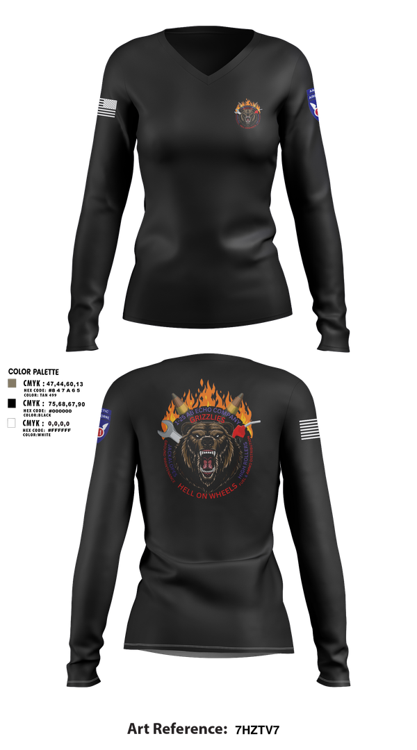 Womens Long Sleeve Vneck Shirt, E co 1/25, Army, Teamtime, Team time, sublimation, custom sports apparel, team uniforms, spirit wear, spiritwear, sports uniforms, custom shirts, team store, custom team store, fundraiser sports, apparel fundraiser