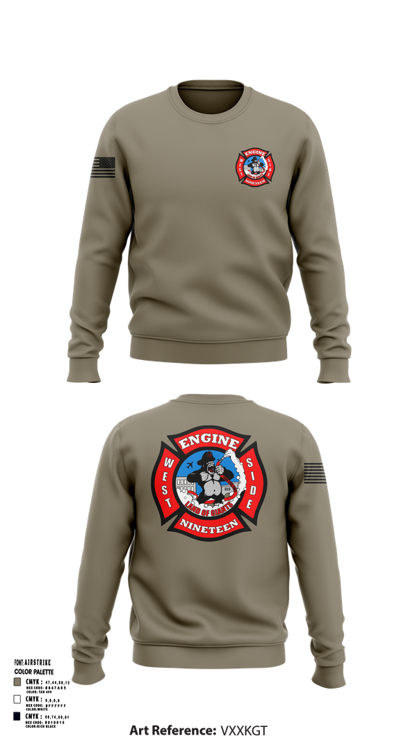 Crew Neck Sweatshirt, Station 19, Fire Department, Teamtime, Team time, sublimation, custom sports apparel, team uniforms, spirit wear, spiritwear, sports uniforms, custom shirts, team store, custom team store, fundraiser sports, apparel fundraiser