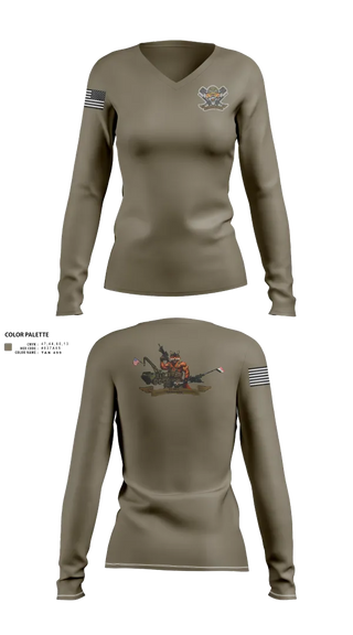 Womens Long Sleeve Vneck Shirt, 3-6 Fox Co., Army, Teamtime, Team time, sublimation, custom sports apparel, team uniforms, spirit wear, spiritwear, sports uniforms, custom shirts, team store, custom team store, fundraiser sports, apparel fundraiser