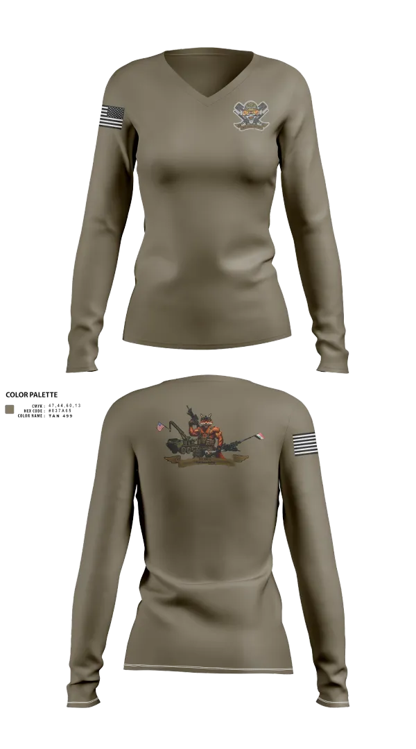 Womens Long Sleeve Vneck Shirt, 3-6 Fox Co., Army, Teamtime, Team time, sublimation, custom sports apparel, team uniforms, spirit wear, spiritwear, sports uniforms, custom shirts, team store, custom team store, fundraiser sports, apparel fundraiser
