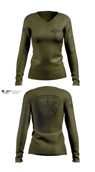 Womens Long Sleeve Vneck Shirt, Sevier County Sheriff SRT, Police, Teamtime, Team time, sublimation, custom sports apparel, team uniforms, spirit wear, spiritwear, sports uniforms, custom shirts, team store, custom team store, fundraiser sports, apparel fundraiser