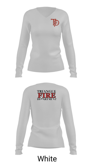 Womens Long Sleeve Vneck Shirt, Triangle Fire Department, Fire Department, Teamtime, Team time, sublimation, custom sports apparel, team uniforms, spirit wear, spiritwear, sports uniforms, custom shirts, team store, custom team store, fundraiser sports, apparel fundraiser