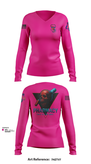Womens Long Sleeve Vneck Shirt, C co Pharmacy, , Teamtime, Team time, sublimation, custom sports apparel, team uniforms, spirit wear, spiritwear, sports uniforms, custom shirts, team store, custom team store, fundraiser sports, apparel fundraiser