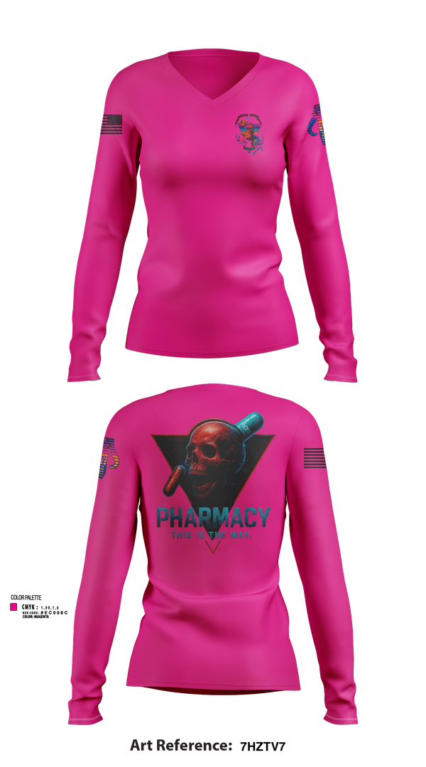 Womens Long Sleeve Vneck Shirt, C co Pharmacy, , Teamtime, Team time, sublimation, custom sports apparel, team uniforms, spirit wear, spiritwear, sports uniforms, custom shirts, team store, custom team store, fundraiser sports, apparel fundraiser