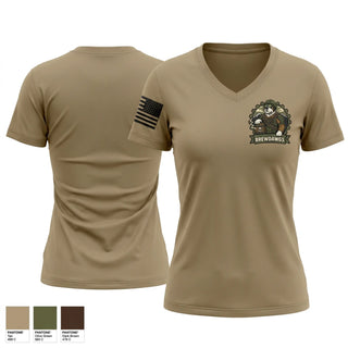 Womens Short Sleeve Vneck Shirt, E2 Brewdawgs, Army, Teamtime, Team time, sublimation, custom sports apparel, team uniforms, spirit wear, spiritwear, sports uniforms, custom shirts, team store, custom team store, fundraiser sports, apparel fundraiser