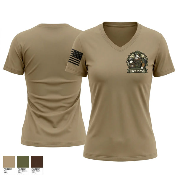 Womens Short Sleeve Vneck Shirt, E2 Brewdawgs, Army, Teamtime, Team time, sublimation, custom sports apparel, team uniforms, spirit wear, spiritwear, sports uniforms, custom shirts, team store, custom team store, fundraiser sports, apparel fundraiser