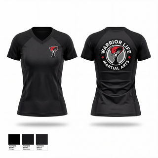 Womens Short Sleeve Vneck Shirt, Warrior Life Martial Arts, Wrestling, Teamtime, Team time, sublimation, custom sports apparel, team uniforms, spirit wear, spiritwear, sports uniforms, custom shirts, team store, custom team store, fundraiser sports, apparel fundraiser