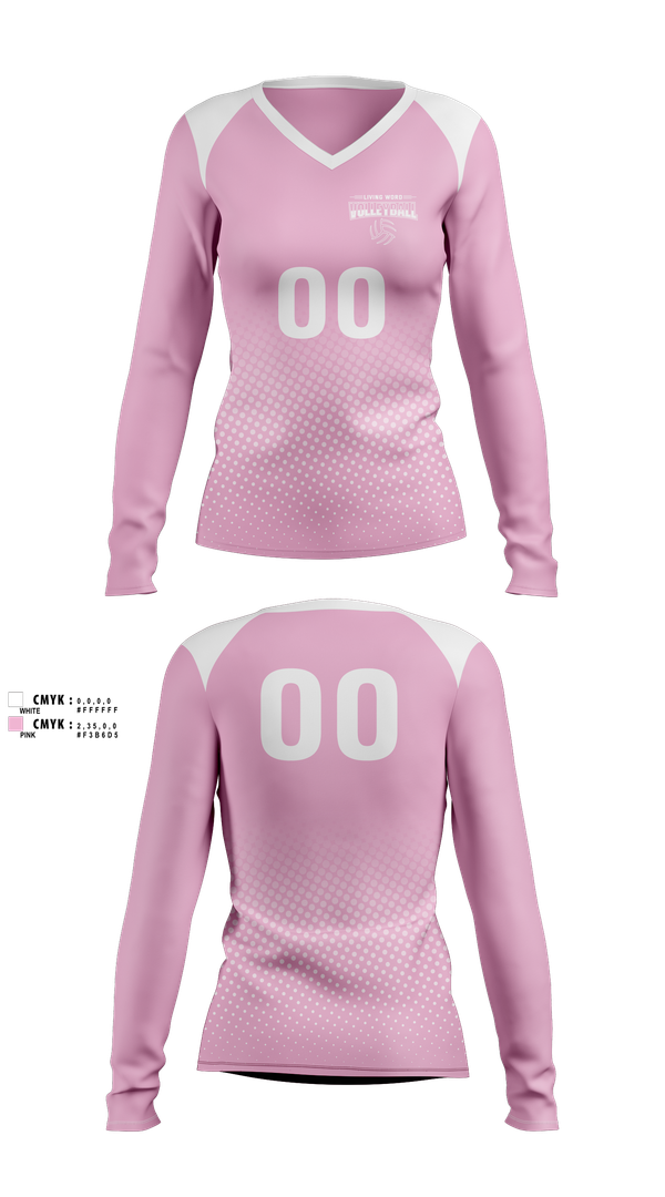 Womens Long Sleeve Vneck Shirt, Living Word Academy Volleyball, Women's Volleyball, Teamtime, Team time, sublimation, custom sports apparel, team uniforms, spirit wear, spiritwear, sports uniforms, custom shirts, team store, custom team store, fundraiser sports, apparel fundraiser