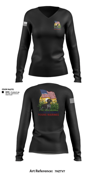 Womens Long Sleeve Vneck Shirt, Lancaster County Young Marines, Marines, Teamtime, Team time, sublimation, custom sports apparel, team uniforms, spirit wear, spiritwear, sports uniforms, custom shirts, team store, custom team store, fundraiser sports, apparel fundraiser