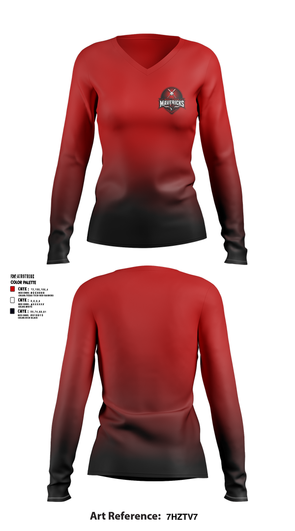 Womens Long Sleeve Vneck Shirt, West Texas Mavericks, Baseball, Teamtime, Team time, sublimation, custom sports apparel, team uniforms, spirit wear, spiritwear, sports uniforms, custom shirts, team store, custom team store, fundraiser sports, apparel fundraiser