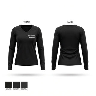 Womens Long Sleeve Vneck Shirt, New Fairview Fire Rescue, Fire Department, Teamtime, Team time, sublimation, custom sports apparel, team uniforms, spirit wear, spiritwear, sports uniforms, custom shirts, team store, custom team store, fundraiser sports, apparel fundraiser