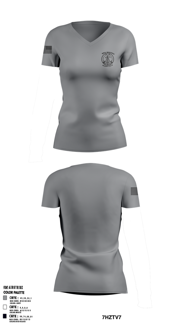 Womens Short Sleeve Vneck Shirt, Des Moines GMRS Radio Club, , Teamtime, Team time, sublimation, custom sports apparel, team uniforms, spirit wear, spiritwear, sports uniforms, custom shirts, team store, custom team store, fundraiser sports, apparel fundraiser