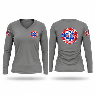Womens Long Sleeve Vneck Shirt, Southern Paramedics Services, EMS/EMT, Teamtime, Team time, sublimation, custom sports apparel, team uniforms, spirit wear, spiritwear, sports uniforms, custom shirts, team store, custom team store, fundraiser sports, apparel fundraiser