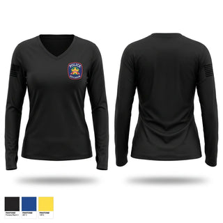 Womens Long Sleeve Vneck Shirt, Greer Criminal Investigations Division, Police, Teamtime, Team time, sublimation, custom sports apparel, team uniforms, spirit wear, spiritwear, sports uniforms, custom shirts, team store, custom team store, fundraiser sports, apparel fundraiser