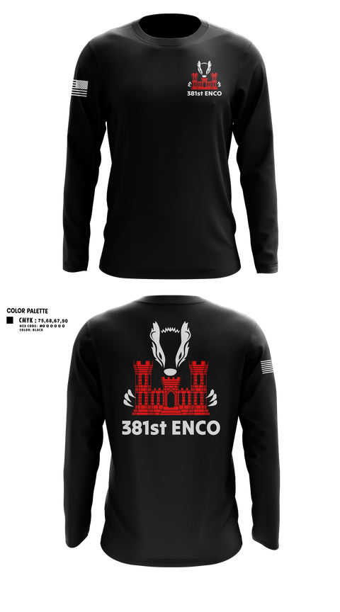 Long Sleeve Performance Shirt, 381 EN CO, Army, Teamtime, Team time, sublimation, custom sports apparel, team uniforms, spirit wear, spiritwear, sports uniforms, custom shirts, team store, custom team store, fundraiser sports, apparel fundraiser