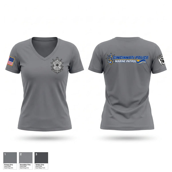 Womens Short Sleeve Vneck Shirt, Cincinnati PD Marine Patrol, Police, Teamtime, Team time, sublimation, custom sports apparel, team uniforms, spirit wear, spiritwear, sports uniforms, custom shirts, team store, custom team store, fundraiser sports, apparel fundraiser
