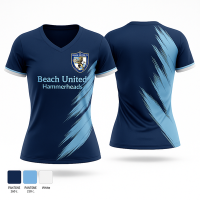 Beach United Hammerheads 53957718 Women's Short Sleeve V-neck Shirt - 4