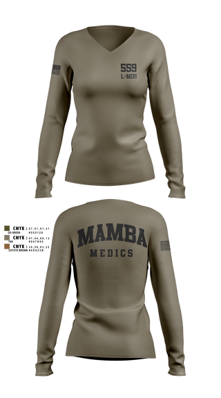 Womens Long Sleeve Vneck Shirt, 559 L-MDS, Air Force, Teamtime, Team time, sublimation, custom sports apparel, team uniforms, spirit wear, spiritwear, sports uniforms, custom shirts, team store, custom team store, fundraiser sports, apparel fundraiser