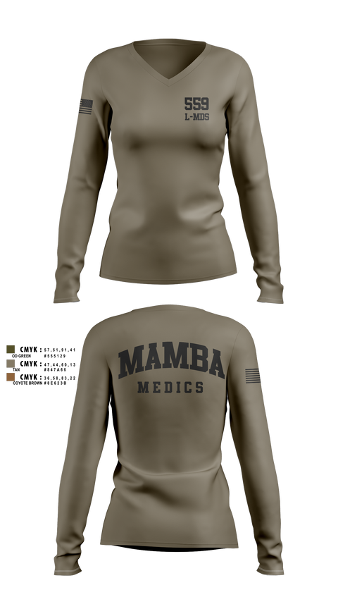 Womens Long Sleeve Vneck Shirt, 559 L-MDS, Air Force, Teamtime, Team time, sublimation, custom sports apparel, team uniforms, spirit wear, spiritwear, sports uniforms, custom shirts, team store, custom team store, fundraiser sports, apparel fundraiser