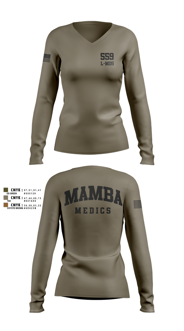 Womens Long Sleeve Vneck Shirt, 559 L-MDS, Air Force, Teamtime, Team time, sublimation, custom sports apparel, team uniforms, spirit wear, spiritwear, sports uniforms, custom shirts, team store, custom team store, fundraiser sports, apparel fundraiser