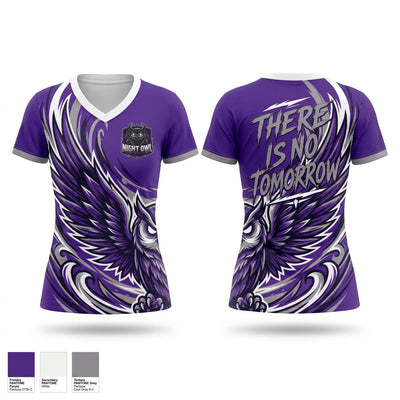 NIGHT OWL WRESTLING Women's Short Sleeve V-neck Shirt - 1