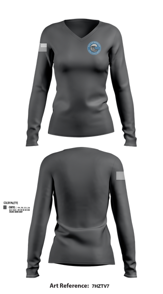 Womens Long Sleeve Vneck Shirt, Blue Tide Battalion, , Teamtime, Team time, sublimation, custom sports apparel, team uniforms, spirit wear, spiritwear, sports uniforms, custom shirts, team store, custom team store, fundraiser sports, apparel fundraiser