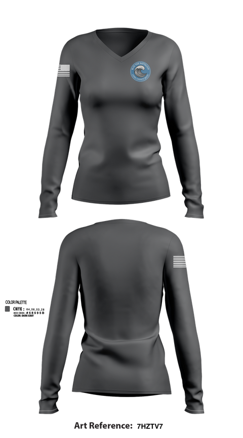 Womens Long Sleeve Vneck Shirt, Blue Tide Battalion, , Teamtime, Team time, sublimation, custom sports apparel, team uniforms, spirit wear, spiritwear, sports uniforms, custom shirts, team store, custom team store, fundraiser sports, apparel fundraiser