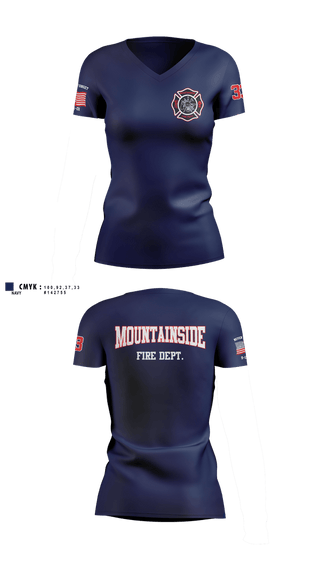Womens Short Sleeve Vneck Shirt, Mountainside Fire Department, Fire Department, Teamtime, Team time, sublimation, custom sports apparel, team uniforms, spirit wear, spiritwear, sports uniforms, custom shirts, team store, custom team store, fundraiser sports, apparel fundraiser
