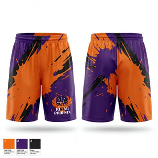 Mens Reversible Basketball Shorts, San City Rising Phoenix, Women's Basketball, Teamtime, Team time, sublimation, custom sports apparel, team uniforms, spirit wear, spiritwear, sports uniforms, custom shirts, team store, custom team store, fundraiser sports, apparel fundraiser