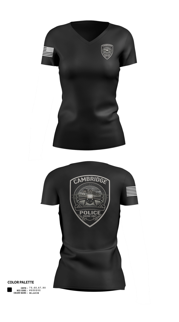Cambridge Police Drone Unit Women's Short Sleeve V-neck Shirt - 30