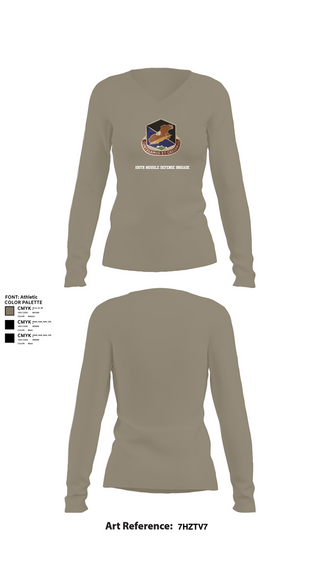Womens Long Sleeve Vneck Shirt, 100th Missile Defense Brigade, , Teamtime, Team time, sublimation, custom sports apparel, team uniforms, spirit wear, spiritwear, sports uniforms, custom shirts, team store, custom team store, fundraiser sports, apparel fundraiser