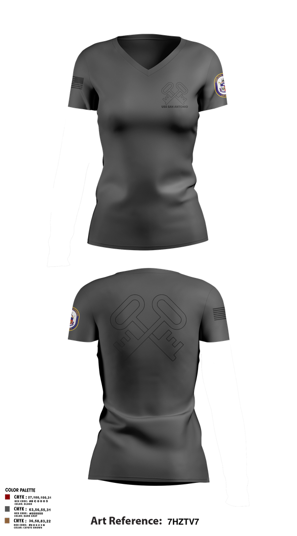 Womens Short Sleeve Vneck Shirt, Uss San Antonio, Navy, Teamtime, Team time, sublimation, custom sports apparel, team uniforms, spirit wear, spiritwear, sports uniforms, custom shirts, team store, custom team store, fundraiser sports, apparel fundraiser