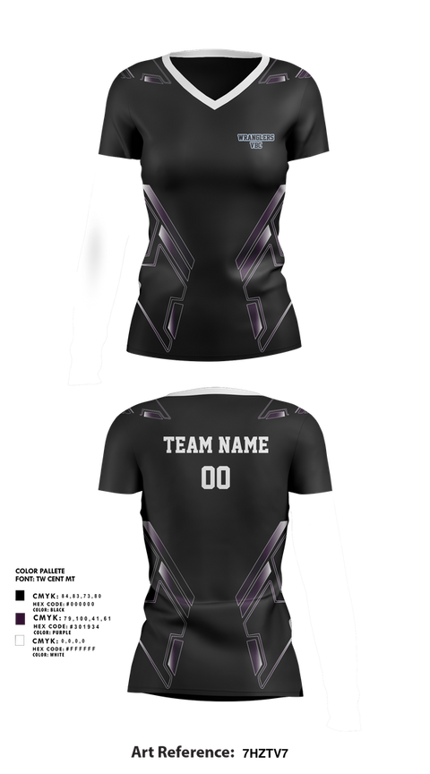 Womens Short Sleeve Vneck Shirt, Wrangler VBC, Women's Volleyball, Teamtime, Team time, sublimation, custom sports apparel, team uniforms, spirit wear, spiritwear, sports uniforms, custom shirts, team store, custom team store, fundraiser sports, apparel fundraiser