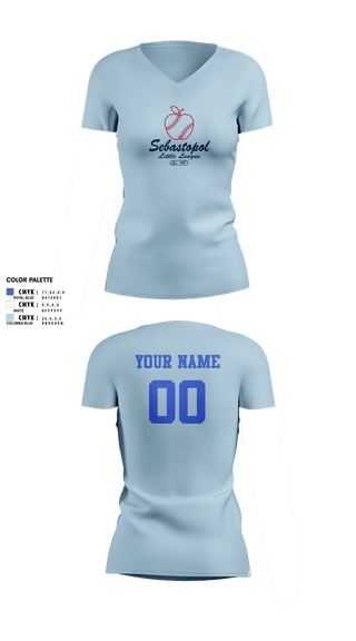 Womens Short Sleeve Vneck Shirt, Sebastopol Little League, Baseball, Teamtime, Team time, sublimation, custom sports apparel, team uniforms, spirit wear, spiritwear, sports uniforms, custom shirts, team store, custom team store, fundraiser sports, apparel fundraiser