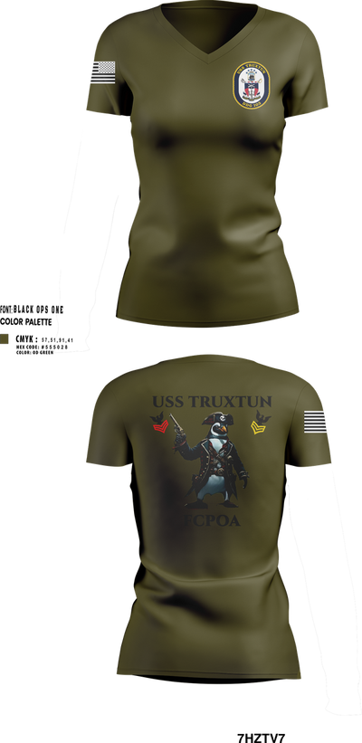 USS TRUXTUN DDG 103 86868328 Women's Short Sleeve V-neck Shirt - 123