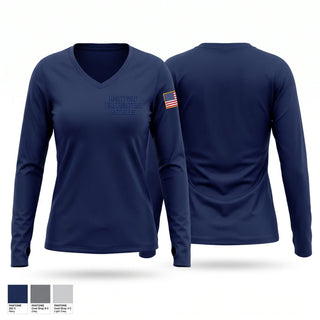 Womens Long Sleeve Vneck Shirt, Hartford Firefighters Retirees, Fire Department, Teamtime, Team time, sublimation, custom sports apparel, team uniforms, spirit wear, spiritwear, sports uniforms, custom shirts, team store, custom team store, fundraiser sports, apparel fundraiser