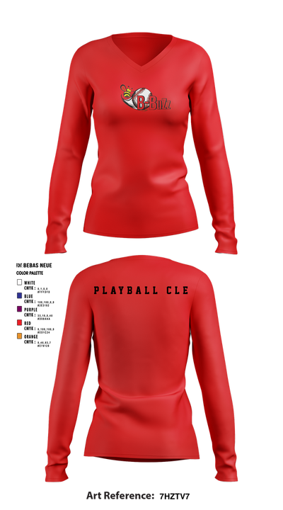 B Buzz Baseball League 75019054 Women's Long Sleeve V-neck Shirt - 5