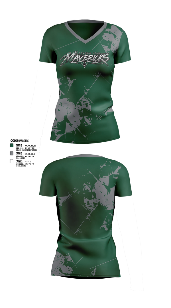 Central Utah Mavericks Women's Short Sleeve V-neck Shirt - 3