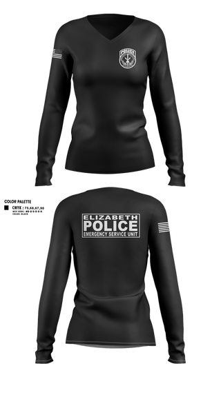 Womens Long Sleeve Vneck Shirt, Emergency Service Unit, Police, Teamtime, Team time, sublimation, custom sports apparel, team uniforms, spirit wear, spiritwear, sports uniforms, custom shirts, team store, custom team store, fundraiser sports, apparel fundraiser