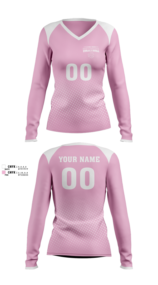Womens Long Sleeve Vneck Shirt, Living Word Academy Volleyball, Women's Volleyball, Teamtime, Team time, sublimation, custom sports apparel, team uniforms, spirit wear, spiritwear, sports uniforms, custom shirts, team store, custom team store, fundraiser sports, apparel fundraiser
