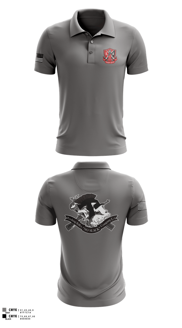 Short Sleeve Performance Polo, Pershing Rifles, Company L-4, Army, Teamtime, Team time, sublimation, custom sports apparel, team uniforms, spirit wear, spiritwear, sports uniforms, custom shirts, team store, custom team store, fundraiser sports, apparel fundraiser