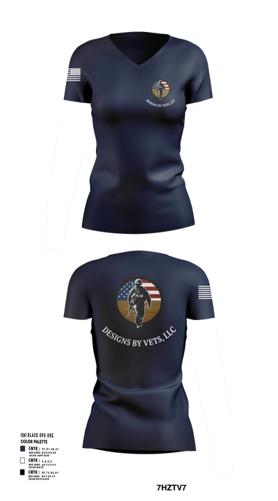 Designs By Vets 85600951 Women's Short Sleeve V-neck Shirt - 102