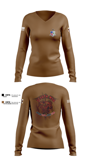 Womens Long Sleeve Vneck Shirt, 7236 Medical Support Unit, Army, Teamtime, Team time, sublimation, custom sports apparel, team uniforms, spirit wear, spiritwear, sports uniforms, custom shirts, team store, custom team store, fundraiser sports, apparel fundraiser
