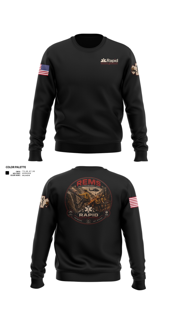 Crew Neck Sweatshirt, Rapid Emergency Management, EMS/EMT, Teamtime, Team time, sublimation, custom sports apparel, team uniforms, spirit wear, spiritwear, sports uniforms, custom shirts, team store, custom team store, fundraiser sports, apparel fundraiser