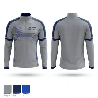 Quarter Zip Jacket, Rockland Elite Navy, Baseball, Teamtime, Team time, sublimation, custom sports apparel, team uniforms, spirit wear, spiritwear, sports uniforms, custom shirts, team store, custom team store, fundraiser sports, apparel fundraiser