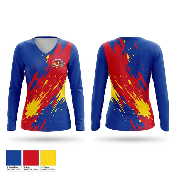 Womens Long Sleeve Vneck Shirt, NM Sols, Softball, Teamtime, Team time, sublimation, custom sports apparel, team uniforms, spirit wear, spiritwear, sports uniforms, custom shirts, team store, custom team store, fundraiser sports, apparel fundraiser