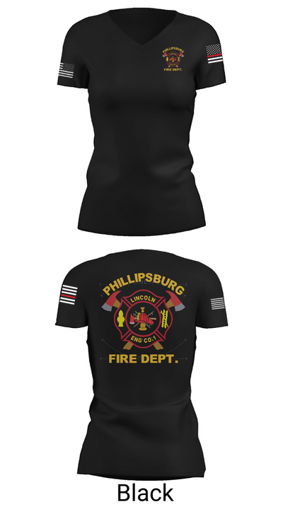 PHILLIPSBURG FIRE DEPARTMENT 39354124 Women's Short Sleeve V-neck Shirt - 28